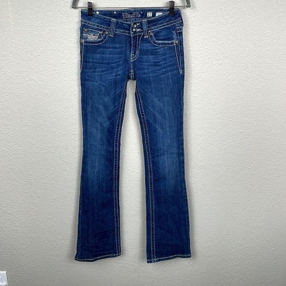 Miss Me Boot Cut Jeans Jeweled Rhinestone Bling Low Rise Y2K Sz 27 - Picture 3 of 14